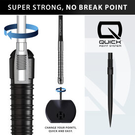 Harrows Steel Darts Quick Point Supergrip Black Edition 90% Tungsten Steeltip Dart Steeldart