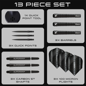 Harrows Steel Darts Quick Point Supergrip Black Edition 90% Tungsten Steeltip Dart Steeldart