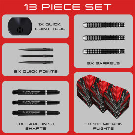 Harrows Steel Darts Quick Point Supergrip Ultra 90% Tungsten Steeltip Dart Steeldart