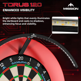 "Ohne Verpackung" - Mission Dart Torus 120 Lighting System klappbar mit USB-C Anschluss Dartboard Light Dartboardbeleuchtung Dartscheiben Licht Schwarz