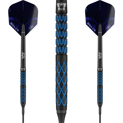 BULLS NL Soft Darts Smoke Blue Jewel 90% Tungsten Softtip Darts Softdart 18 g
