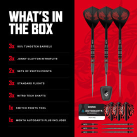 Red Dragon Steel Darts Switch Point Jonny Clayton RD-ULTRA 90% Tungsten Steeltip Dart Steeldart 22 g
