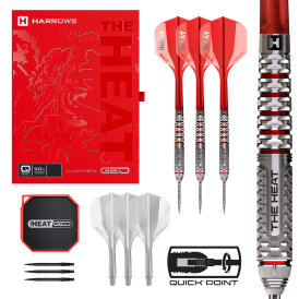 Harrows Steel Darts Quick Point Damon Heta The Heat GEO 90% Tungsten Steeltip Dart Steeldart