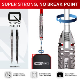 Harrows Steel Darts Quick Point Damon Heta The Heat GEO 90% Tungsten Steeltip Dart Steeldart