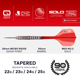 Harrows Steel Darts Quick Point Damon Heta The Heat GEO 90% Tungsten Steeltip Dart Steeldart