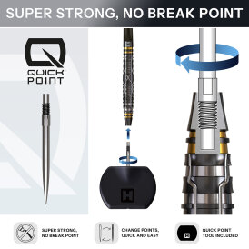 Harrows Steel Darts Quick Point NX Luxe Tapered 90% Tungsten Steeltip Dart Steeldart