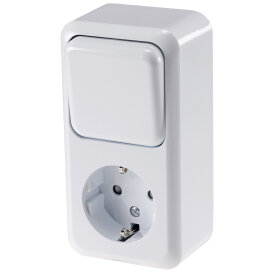 FASKO Schutzkontakt-Steckdose-Schalter, Weiß 250V~/ 16A, Aufputz verschiedene Modelle