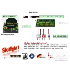 Slotcarlicht Slotlight 2 SMD 1210 2 x warm-weiss 2 x rot 1 x blau