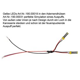 Slotcarlicht Slotlight LED 2 mm Y-Kabel gelb diffus fuer 2 mm Auspuff Adernendhuelsen